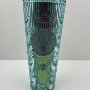 Starbucks Spring 2022 Iridescent Mermaid Scale Tumbler Cold Cup Venti 24 oz Teal